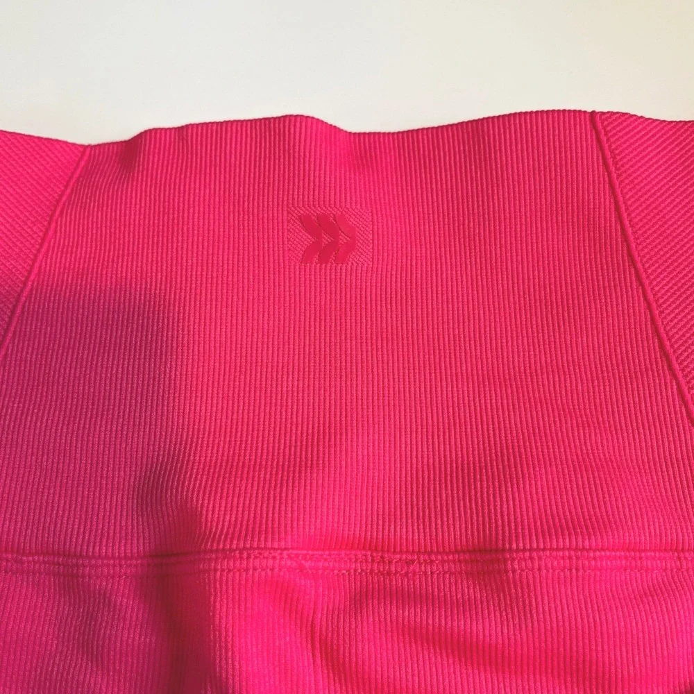 All in Motion Women L Biker Shorts Ribbed Seamless High Waisted Hot Pink Workout